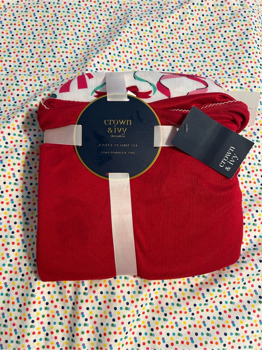 crown & ivy Crimson Red Two-Piece Sleep Set
